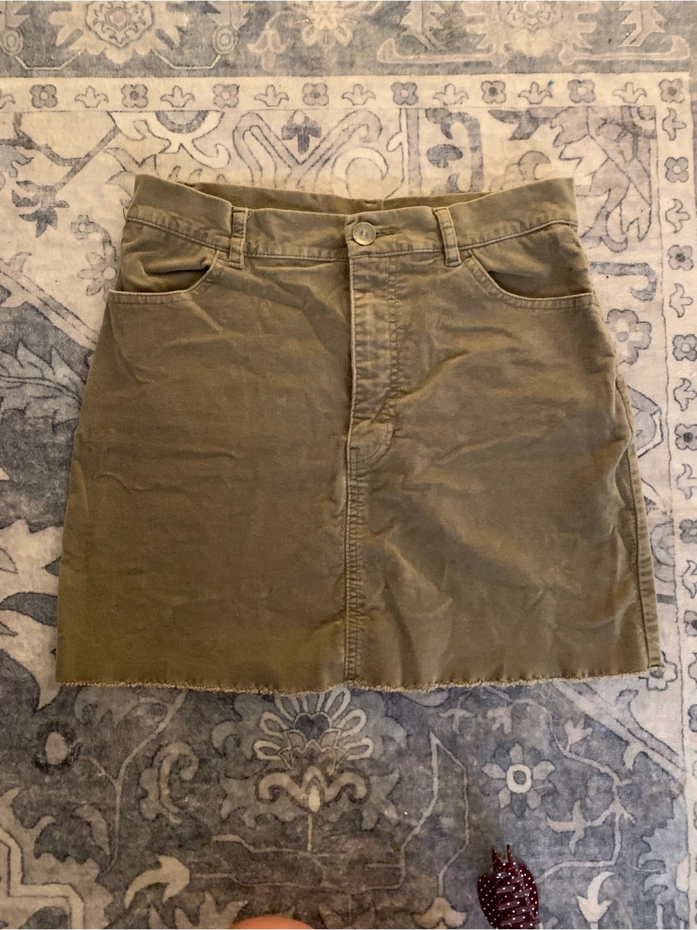 Forever 21 Olive Green Corduroy/velvet Mini Skirt